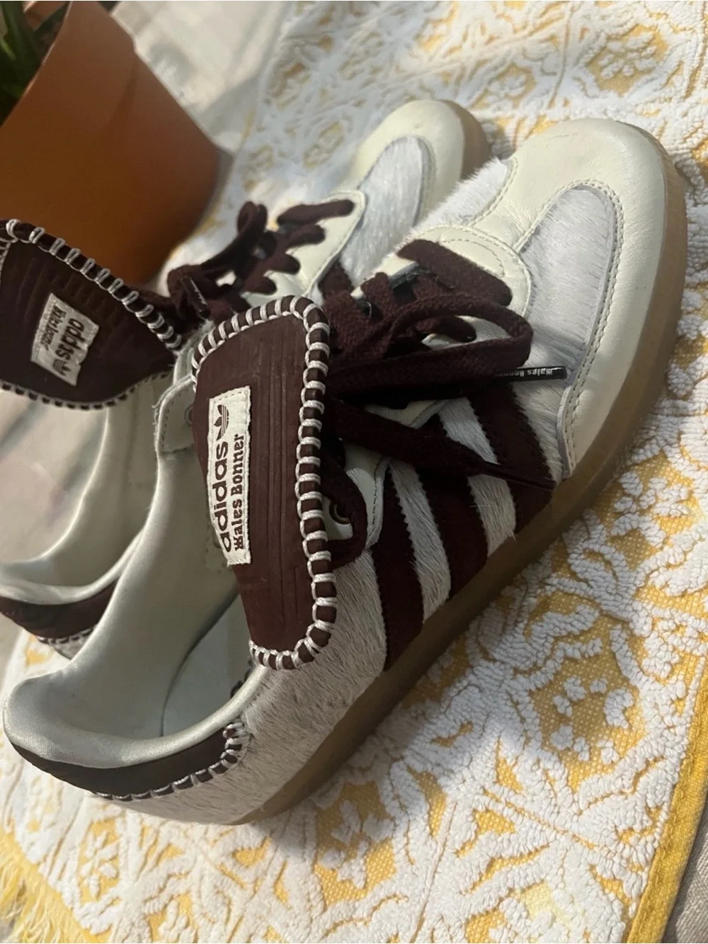 Wales Bonner x adidas Samba premium, shaggy cream-white pony hair Sneakers M6